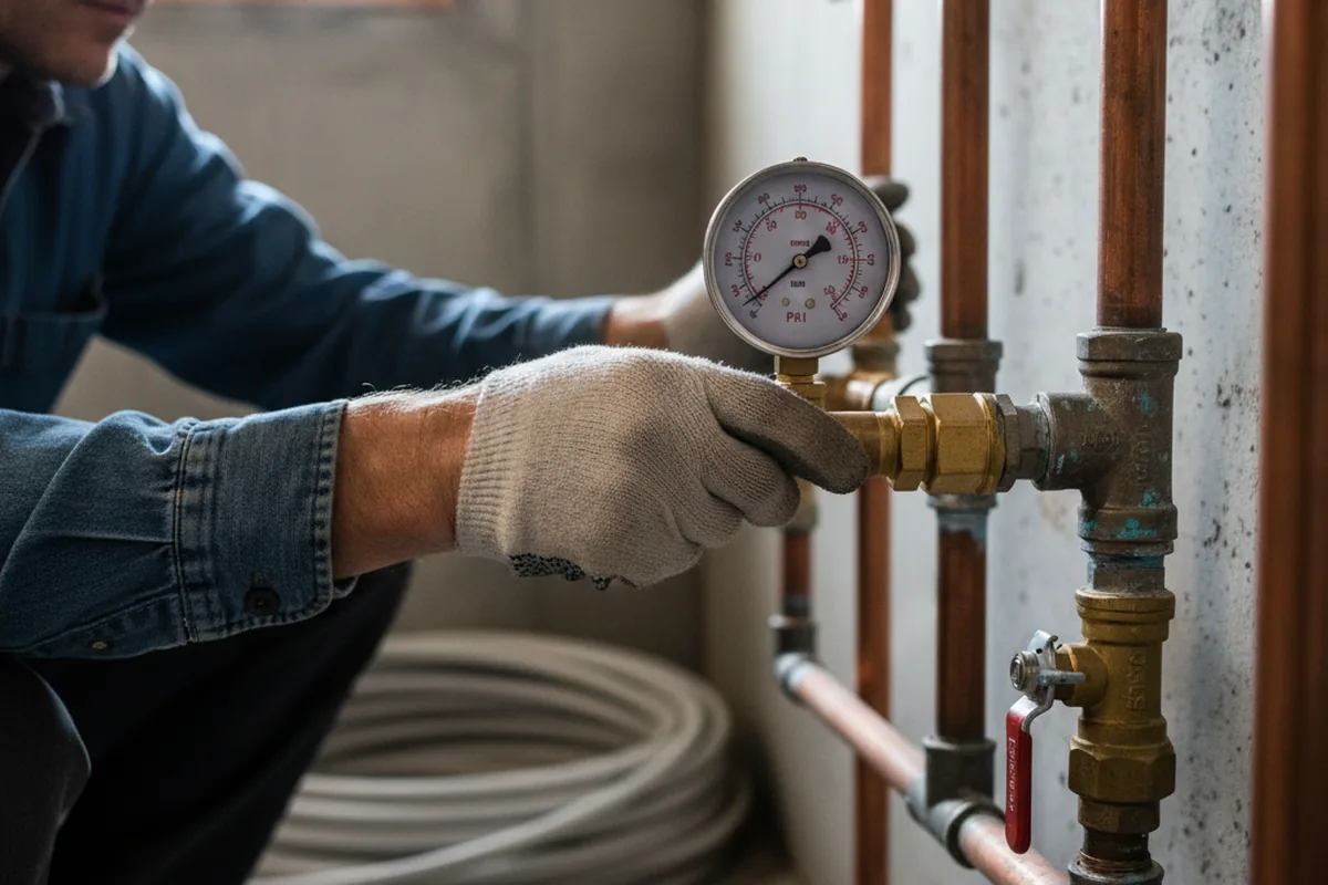 Pressure testing a repaired line during Water Line Repair in Remington